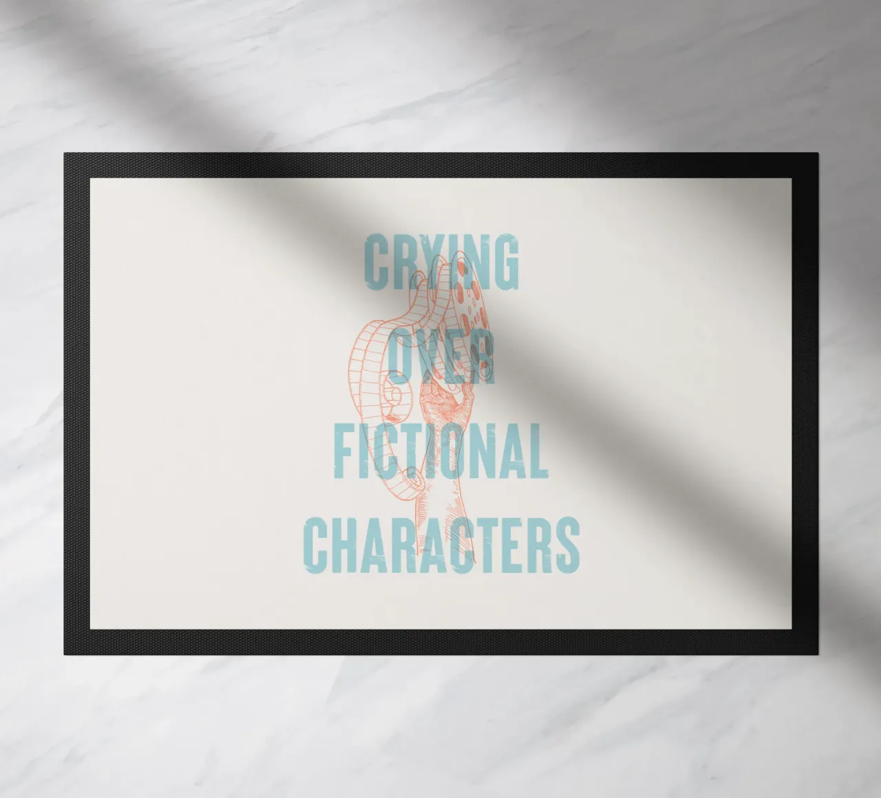 Crying over fictional characters doormat by Vintagrafica