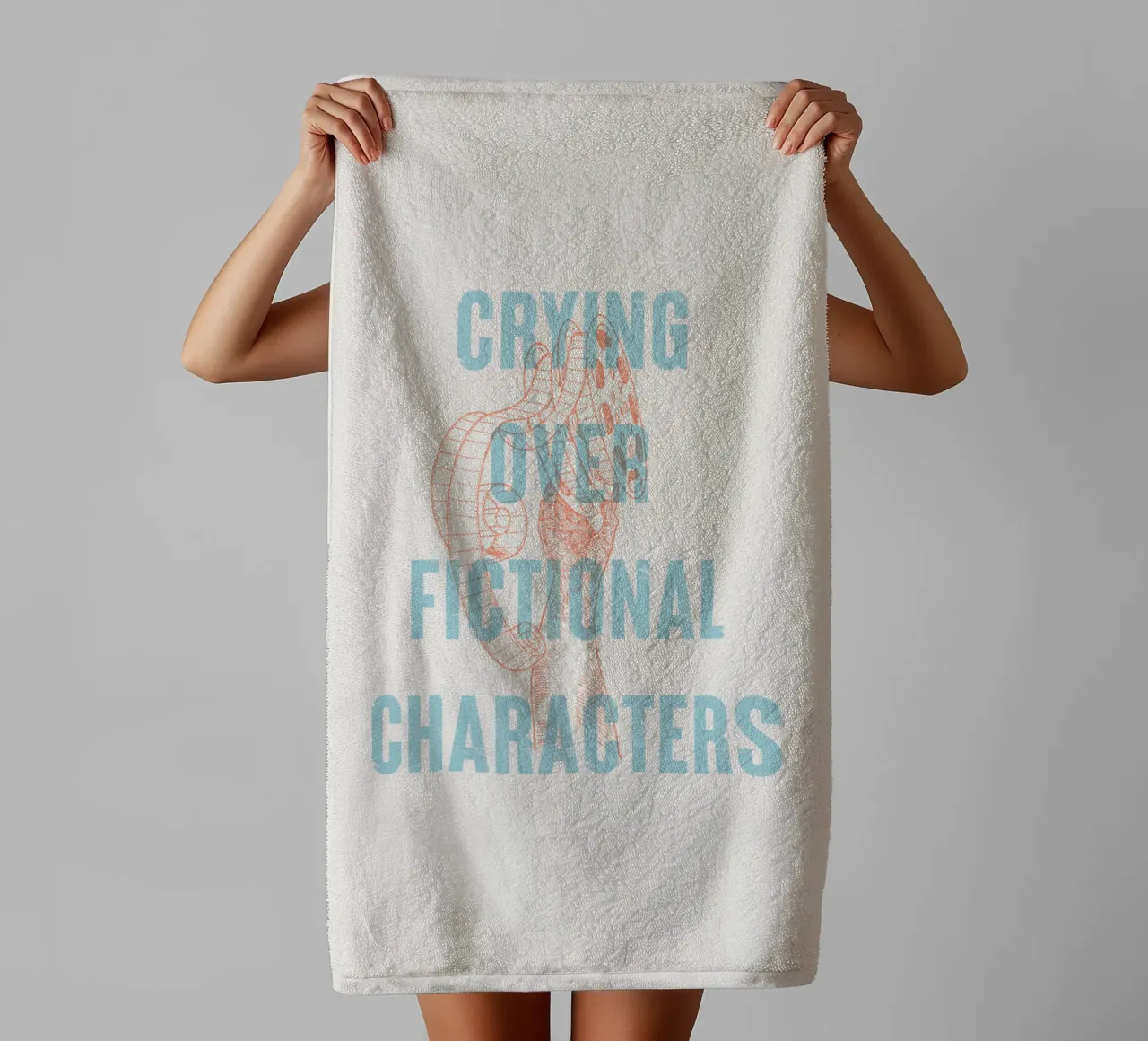 Crying over fictional characters towel by Vintagrafica