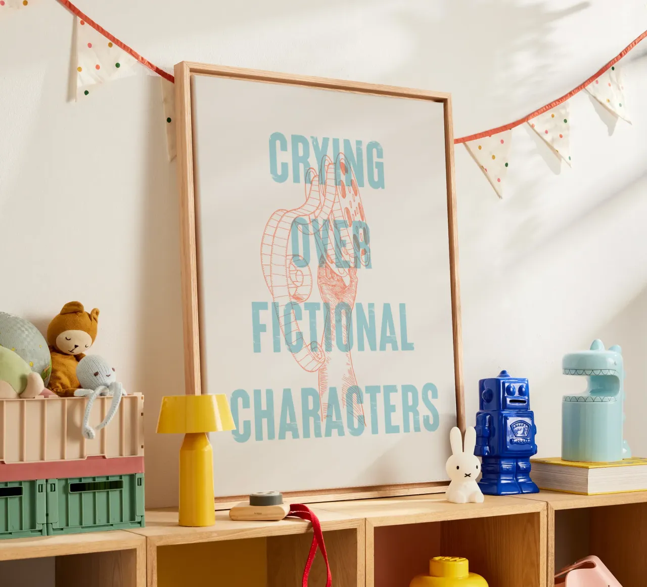 Crying over fictional characters canvas with Floater frame by Vintagrafica