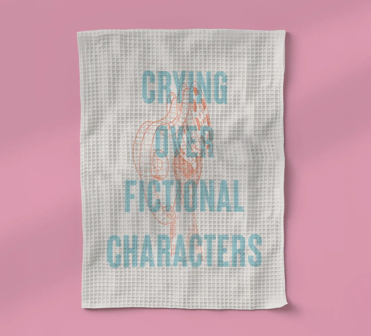 Crying over fictional characters tea towel by Vintagrafica