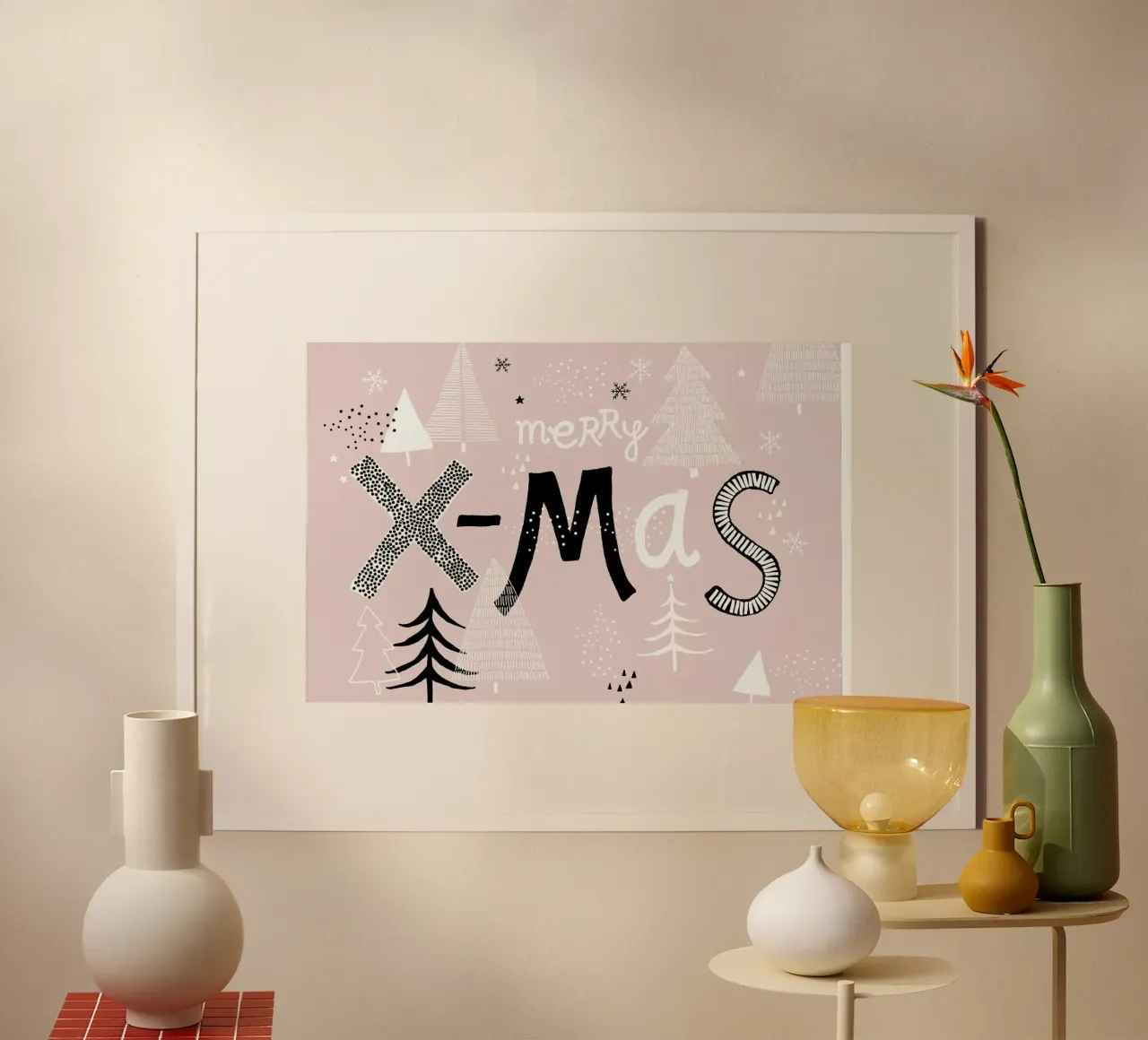 Merry X-Mas poster con telaio in legno da typealive