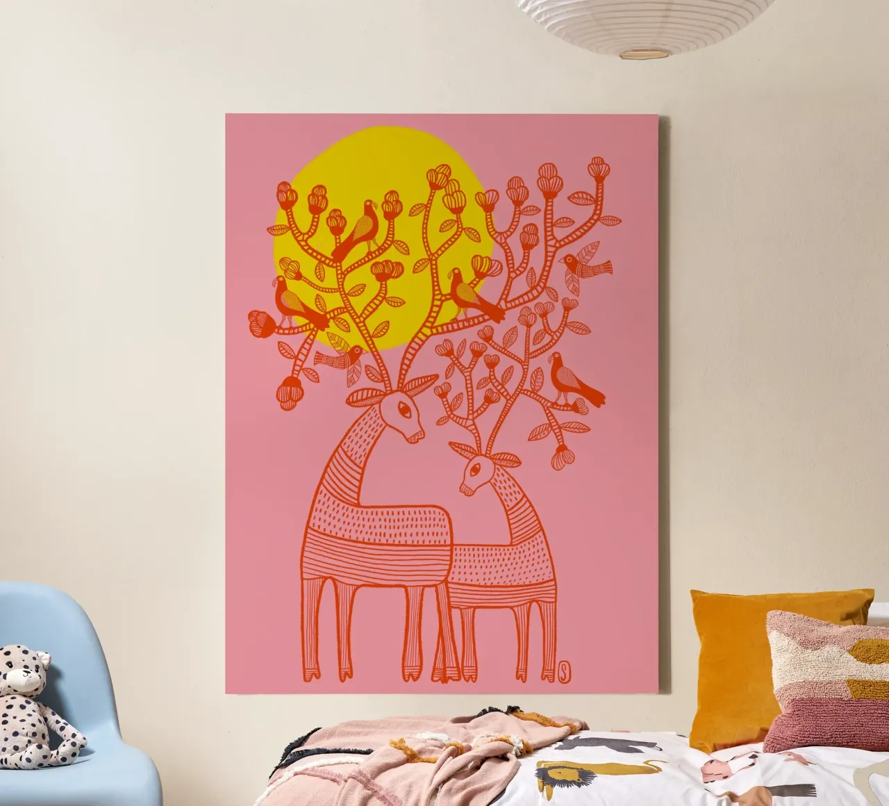 Die Rehe Leinwand mit Schattenfugenrahmen von Snöa