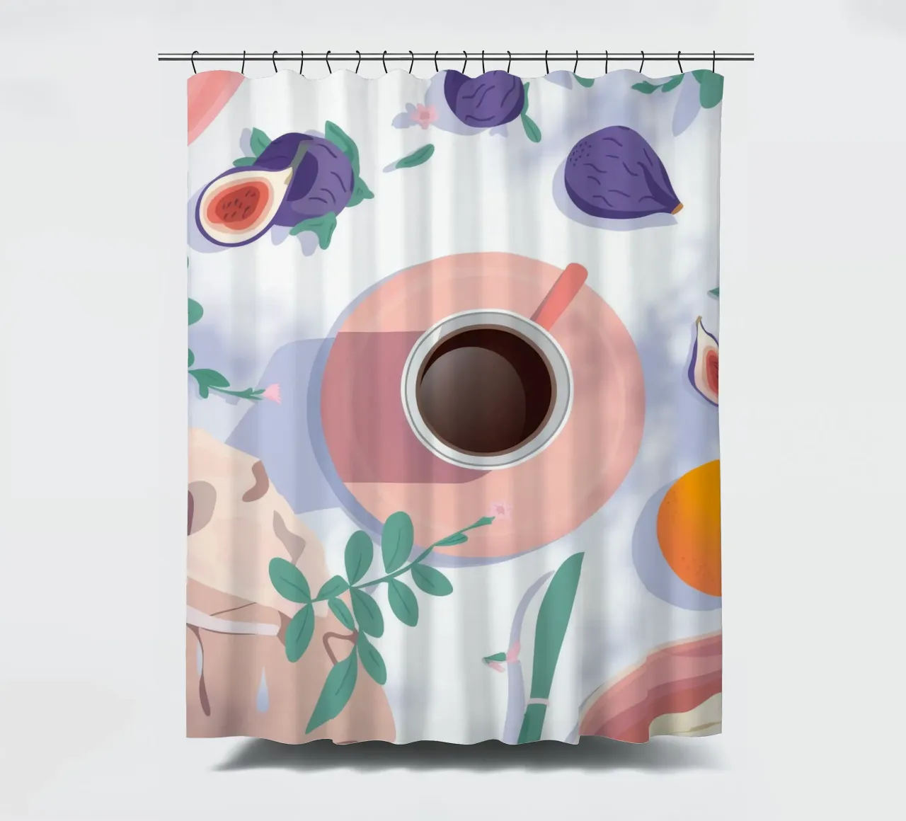 Morning Feast shower curtain by Artie Shifa