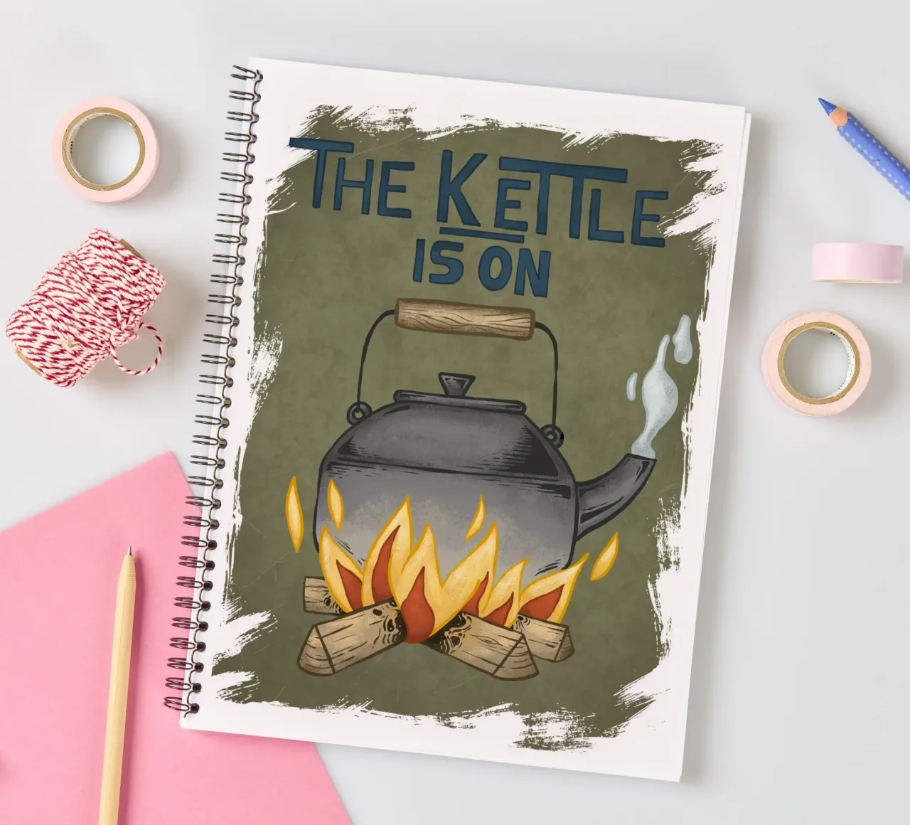 The Kettle is on spiral notebook by Nora Back