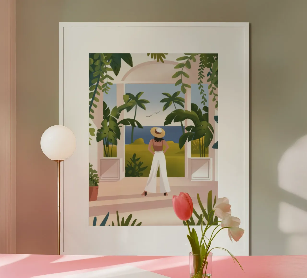 Vue sur l'océan poster avec cadre en bois de Artie Shifa