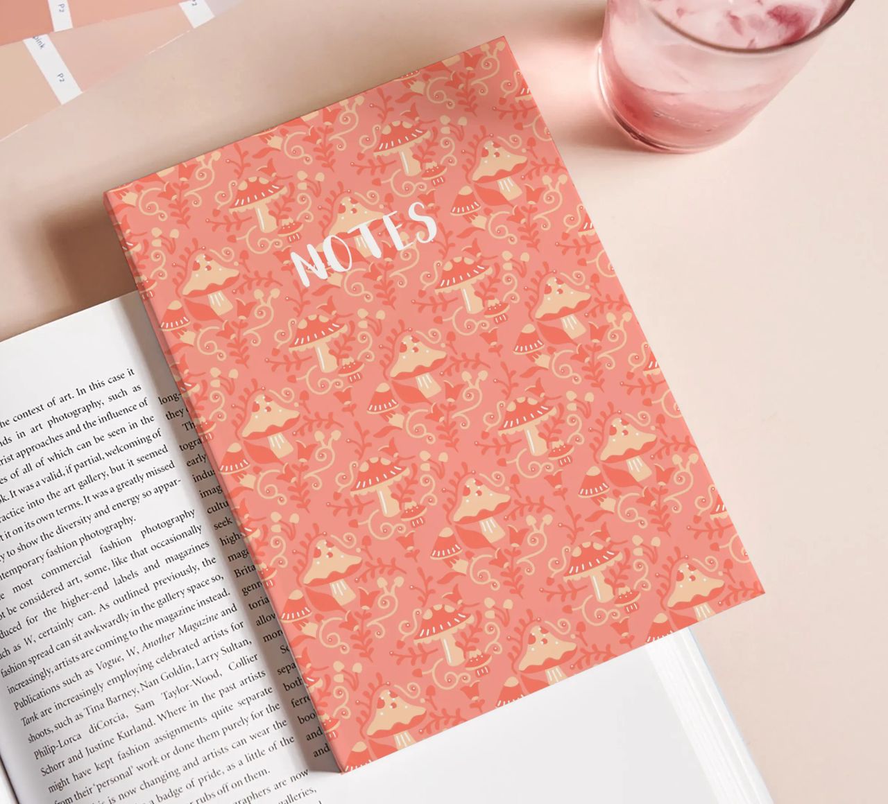 Mushroom Damask Pattern notebook by HonestiesPrints