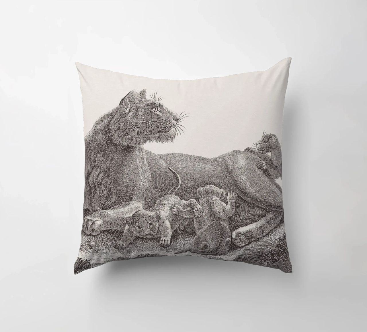 Lioness and whelps sketch cuscino da apoloprints