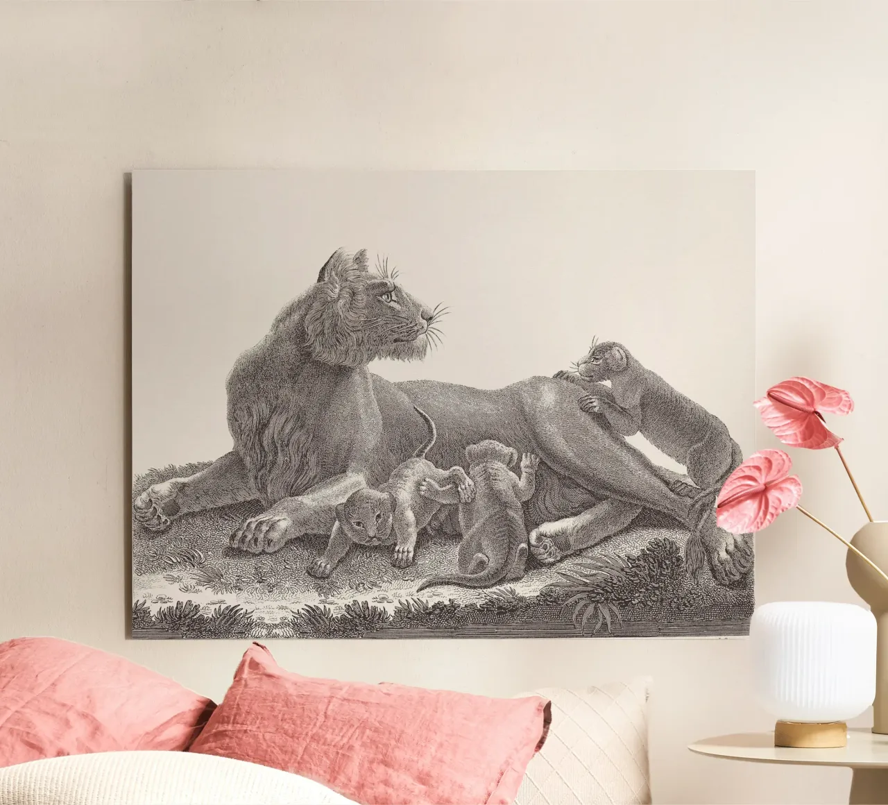 Lioness and whelps sketch alluminio dibond da apoloprints