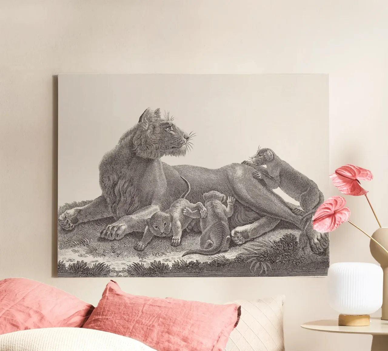 Lioness and whelps sketch canvas by apoloprints