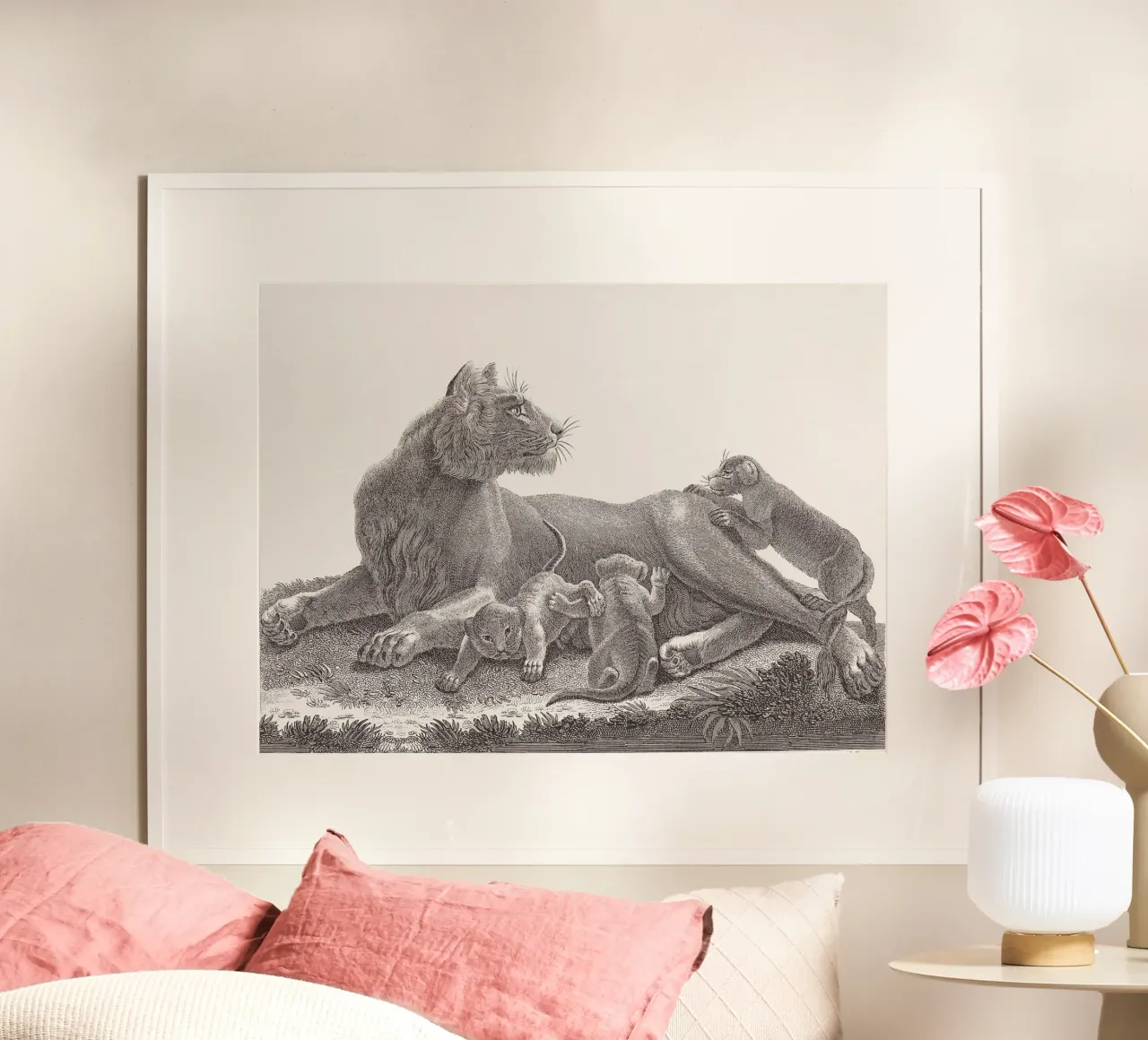 Lioness and whelps sketch hahnemühle de apoloprints