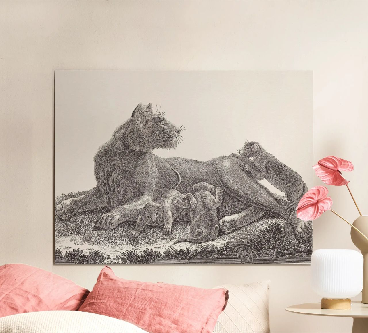 Lioness and whelps sketch carta hahnemühle da apoloprints