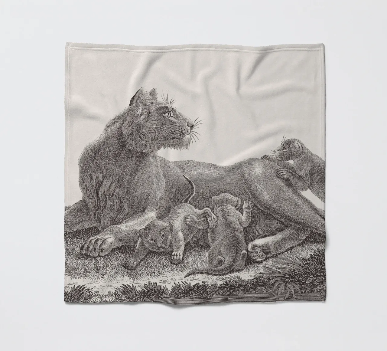 Lioness and whelps sketch fleece blanket by apoloprints
