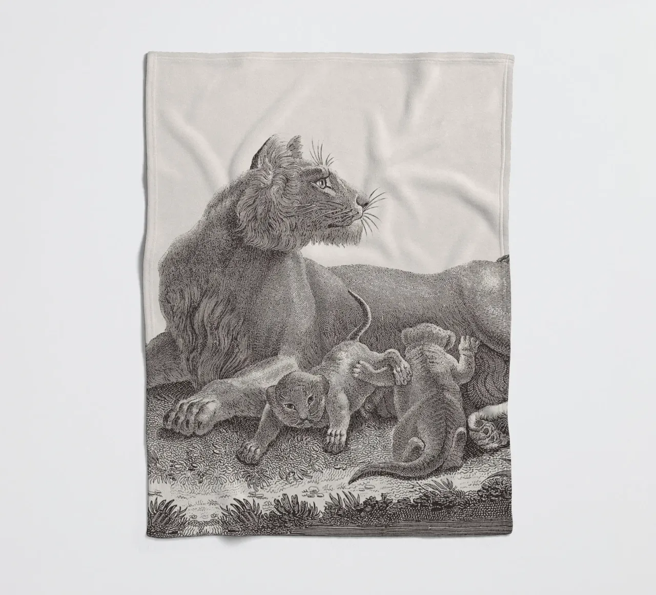 Lioness and whelps sketch fleece blanket by apoloprints