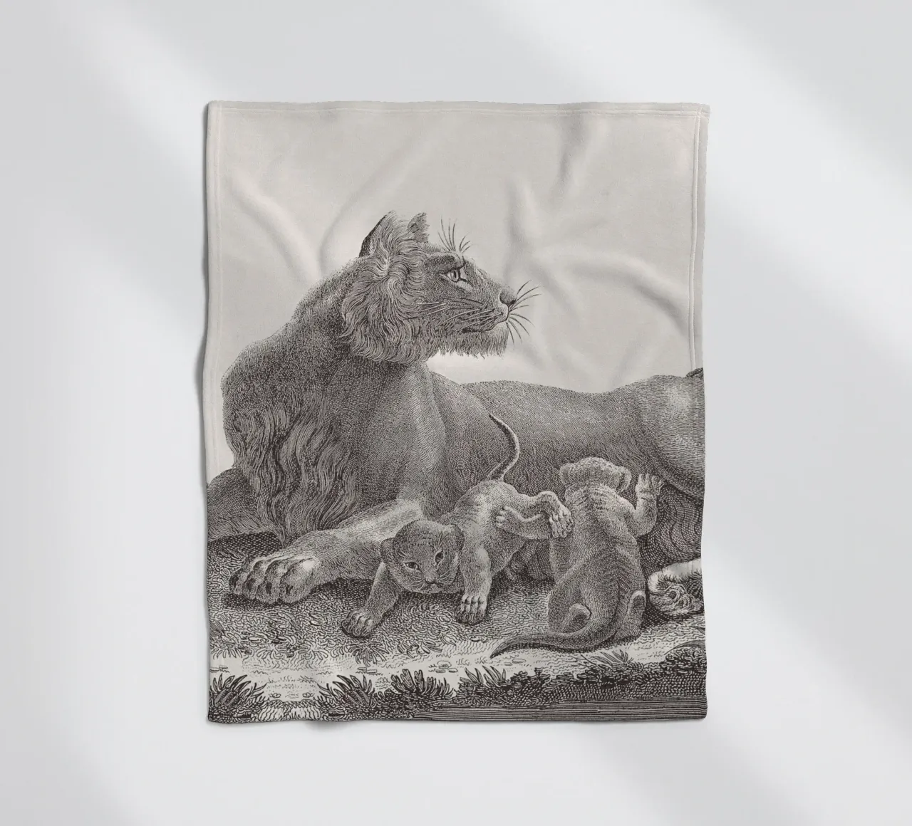 Lioness and whelps sketch fleece blanket by apoloprints