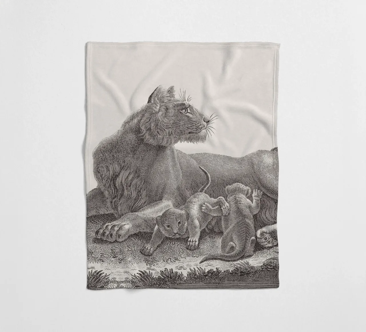 Lioness and whelps sketch fleece blanket by apoloprints