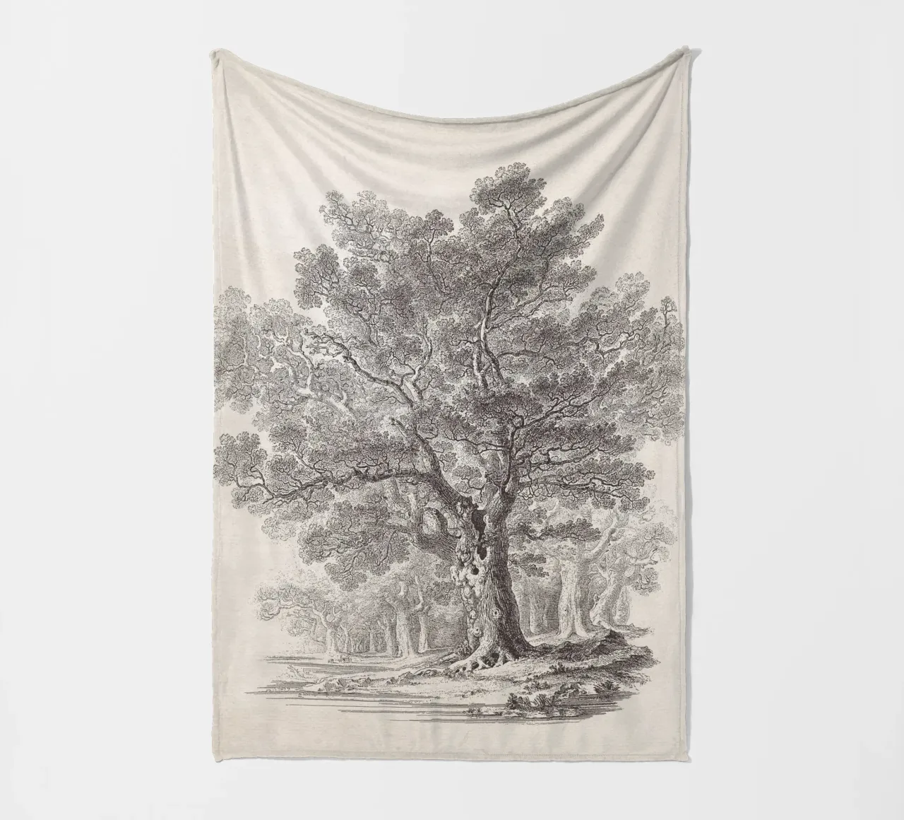 Tree Sketch - Oak Forest coperta in pile da apoloprints