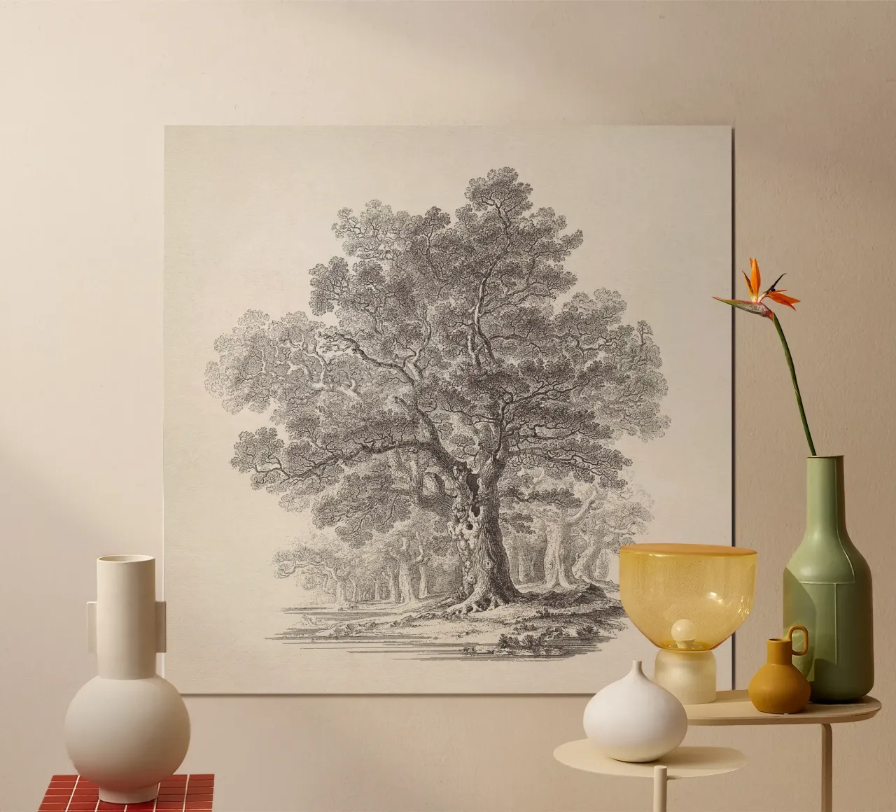 Tree Sketch - Oak Forest carta hahnemühle da apoloprints