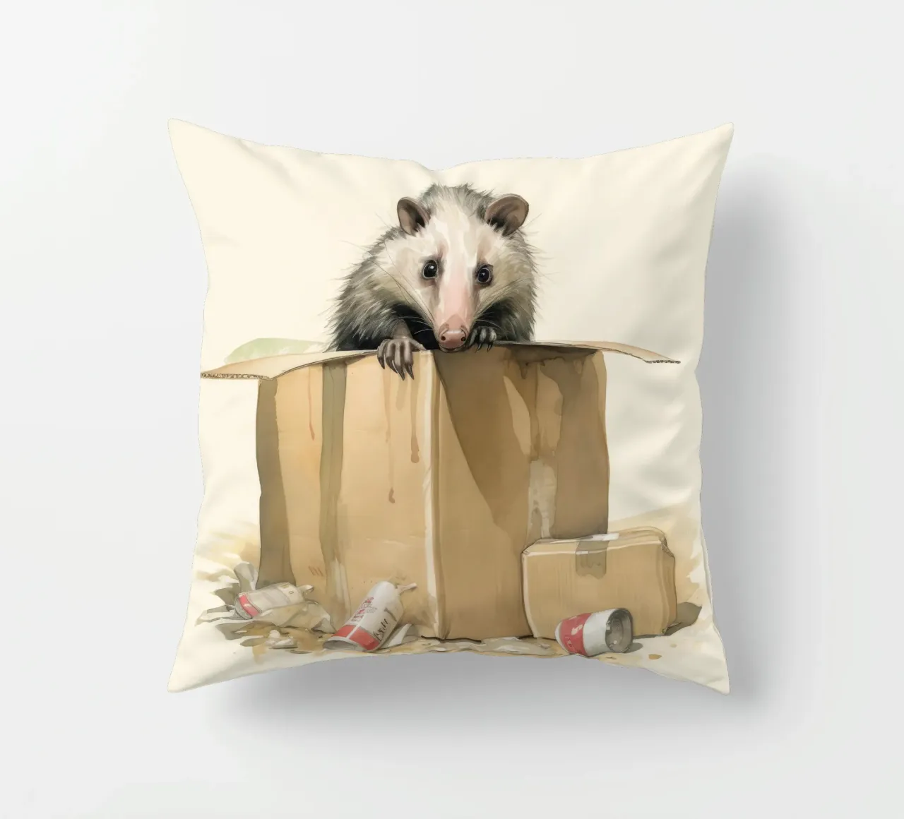 Opossum minimo 2 cuscino da Minimal Animal Art