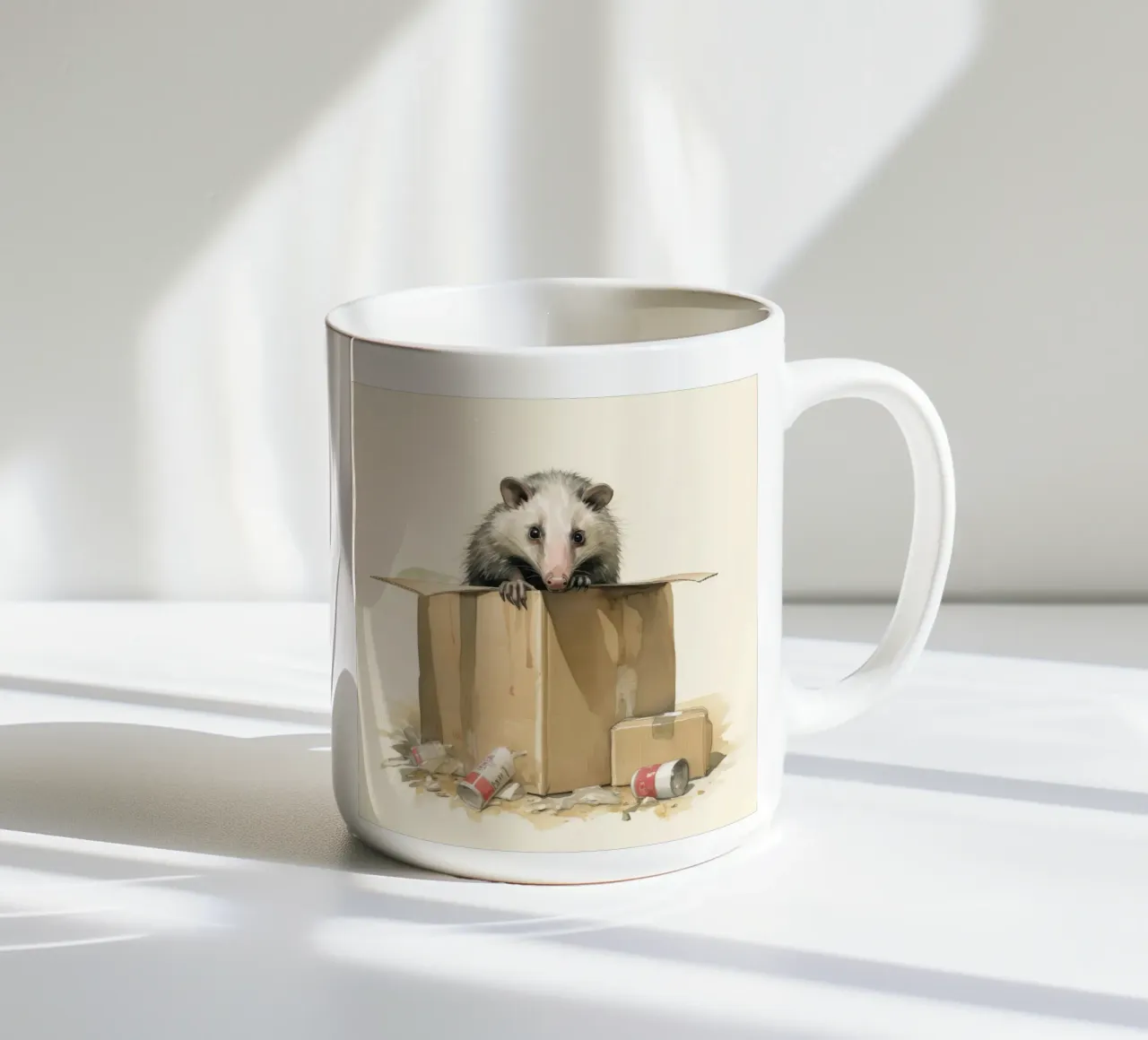 Opossum minimo 2 tazza in ceramica da Minimal Animal Art