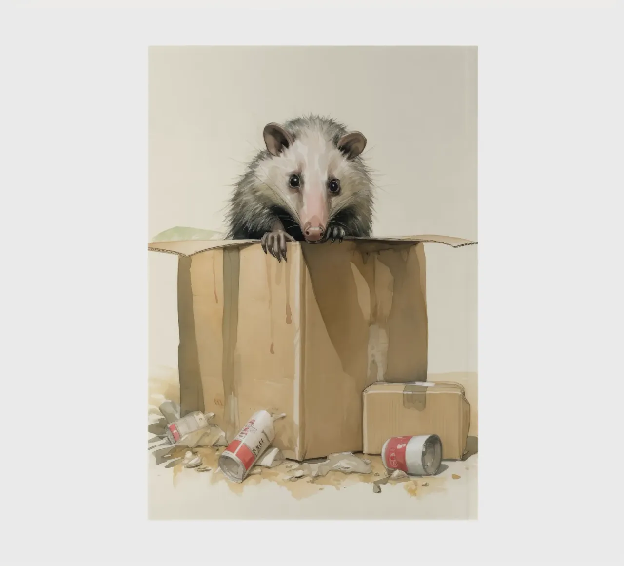 Minimal Opossum 2 notebook by Minimal Animal Art