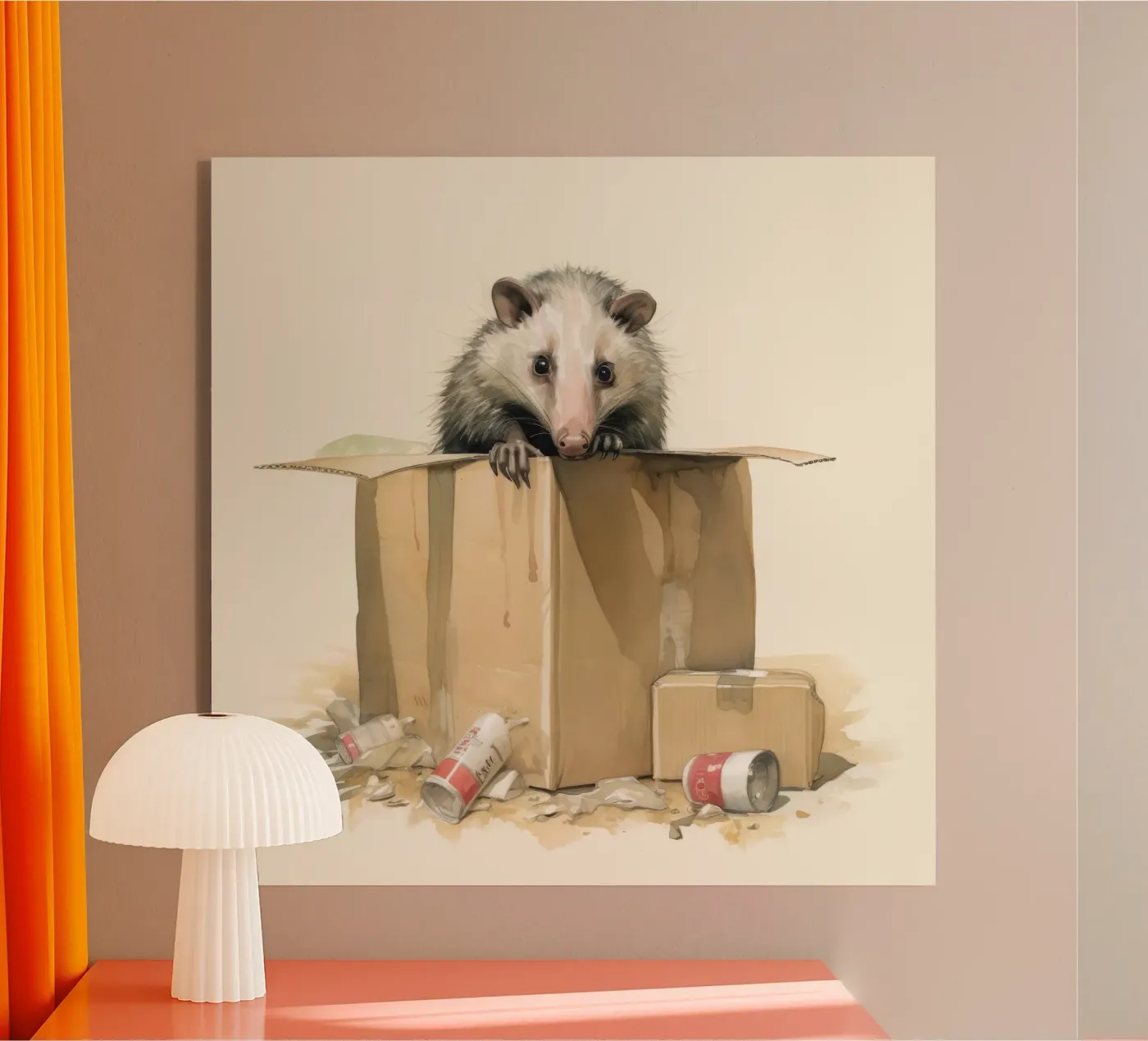 Minimal Opossum Acryl-Glas von Minimal Animal Art