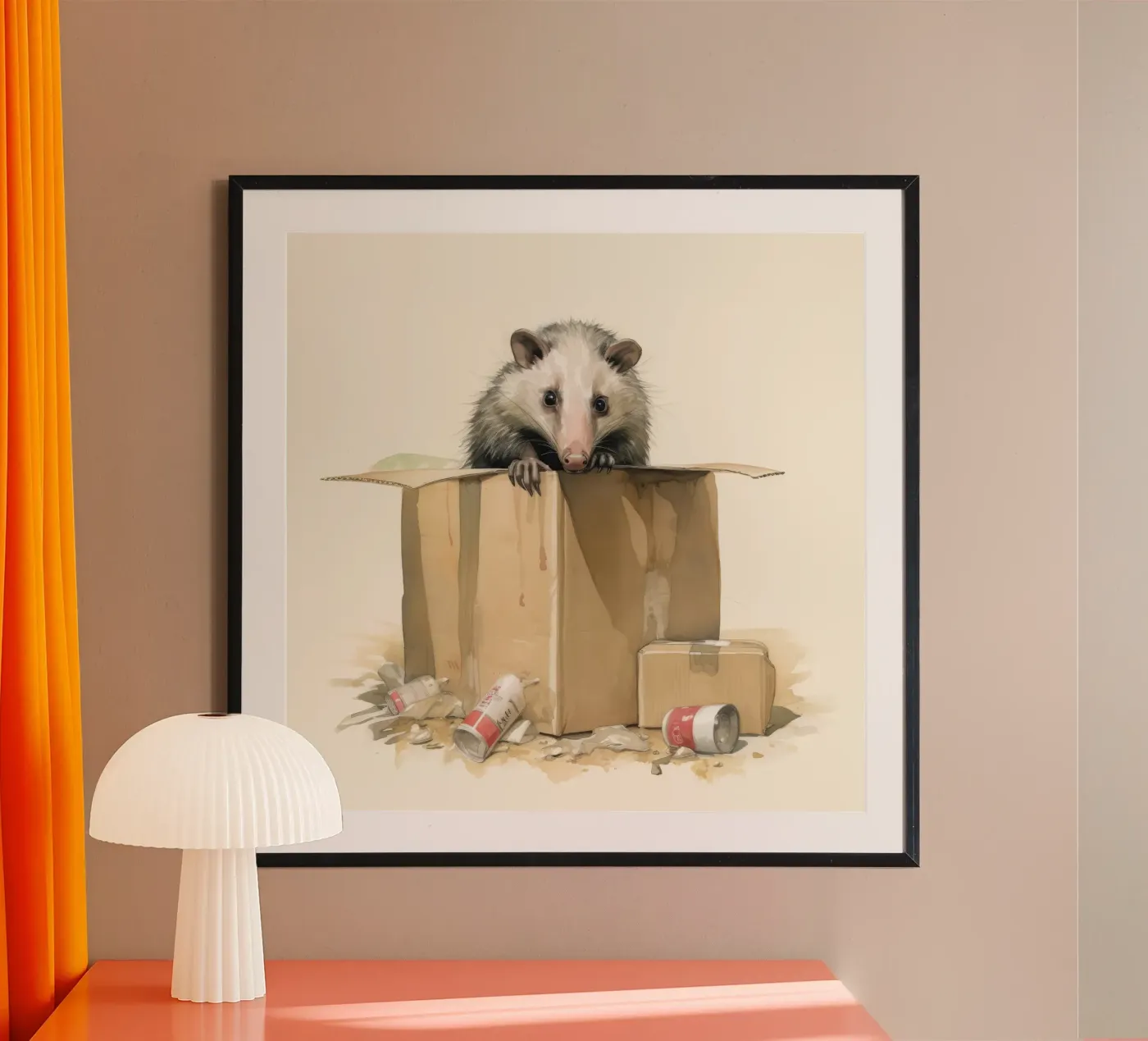 Minimo Opossum poster da Minimal Animal Art