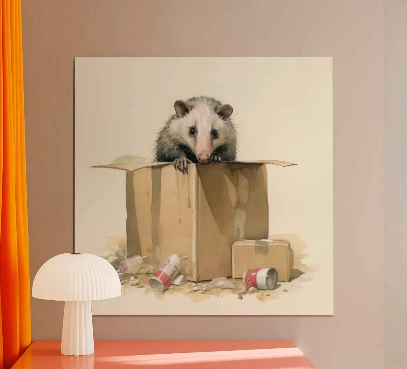 Minimo Opossum poster da Minimal Animal Art