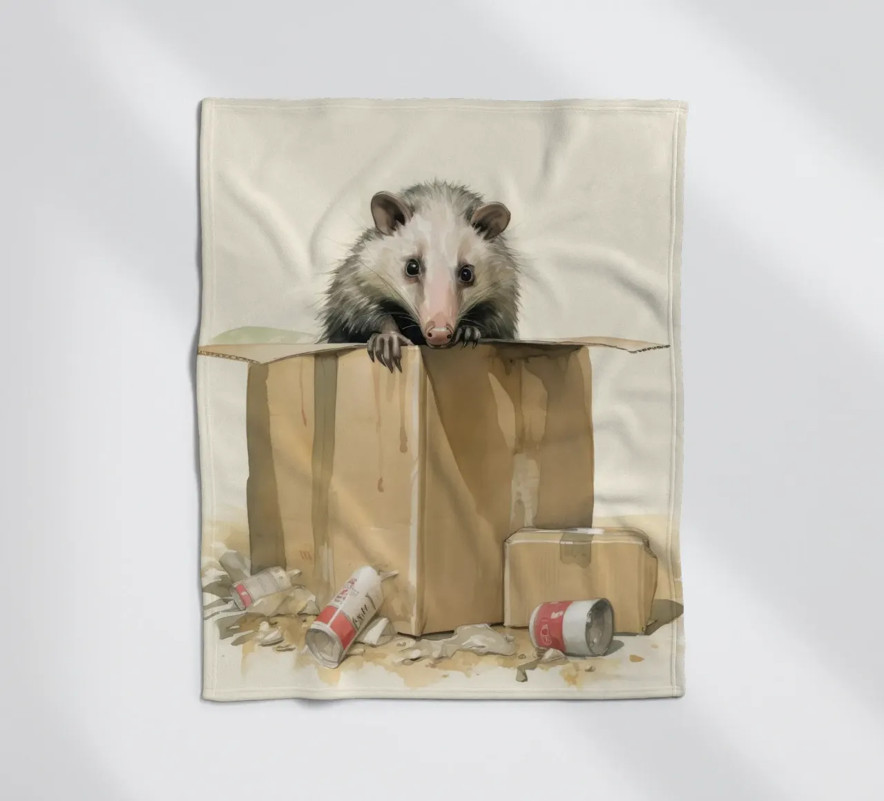 Opossum minimo 2 coperta in pile da Minimal Animal Art