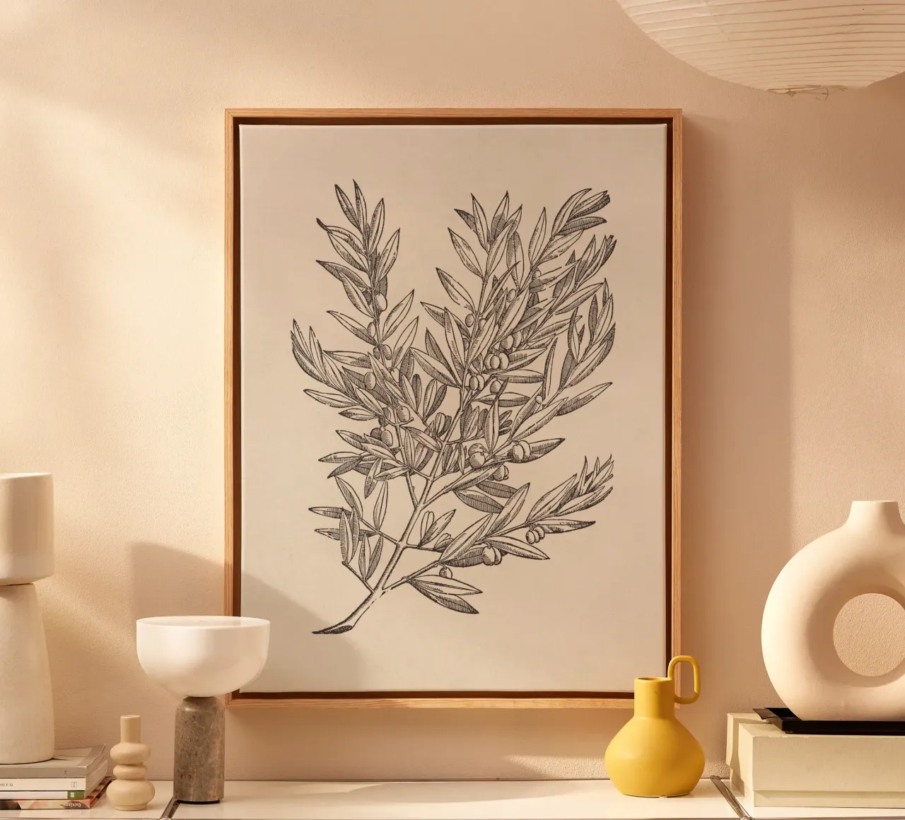 Olive Branch Sketch no. 5 canvas met Baklijst van apoloprints