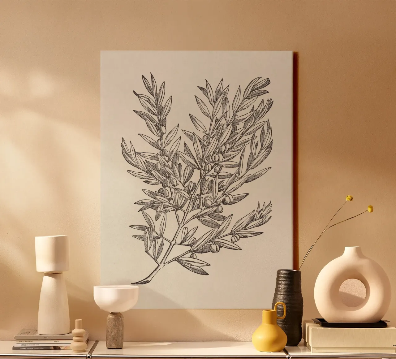Olive Branch Sketch no. 5 canvas met Baklijst van apoloprints