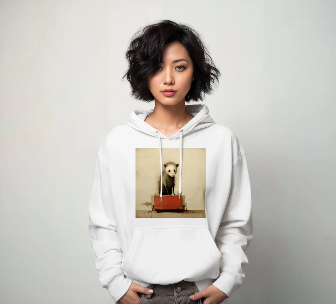 Opossum minimo 3 felpa con cappuccio da Minimal Animal Art