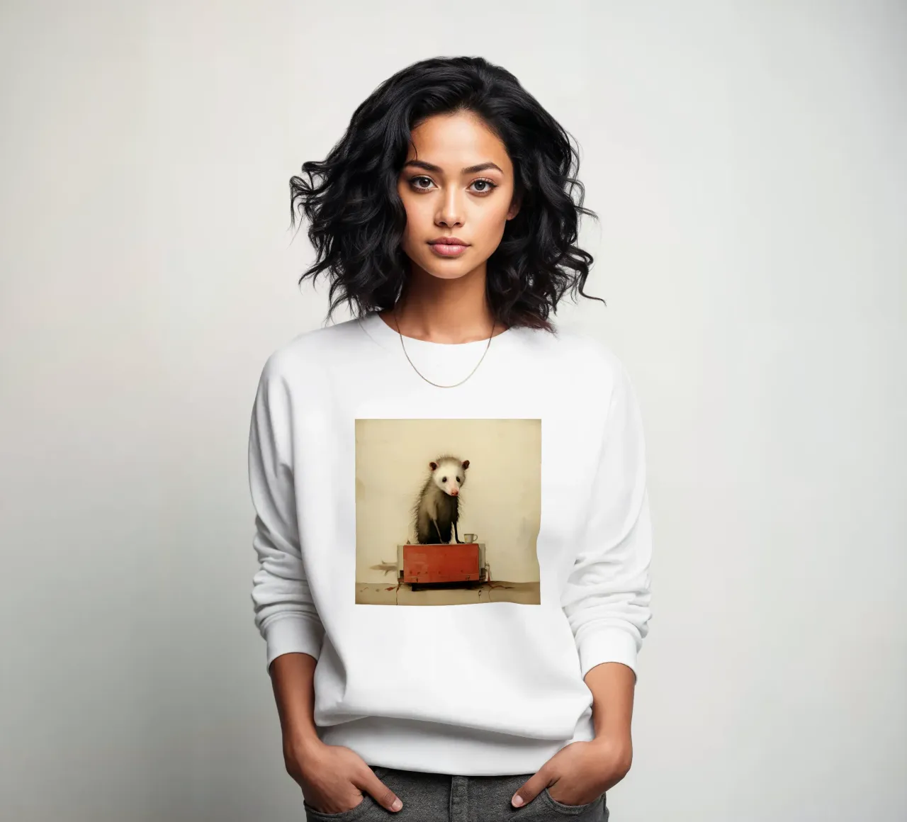 Minimal Opossum 3 sweatshirt by Minimal Animal Art