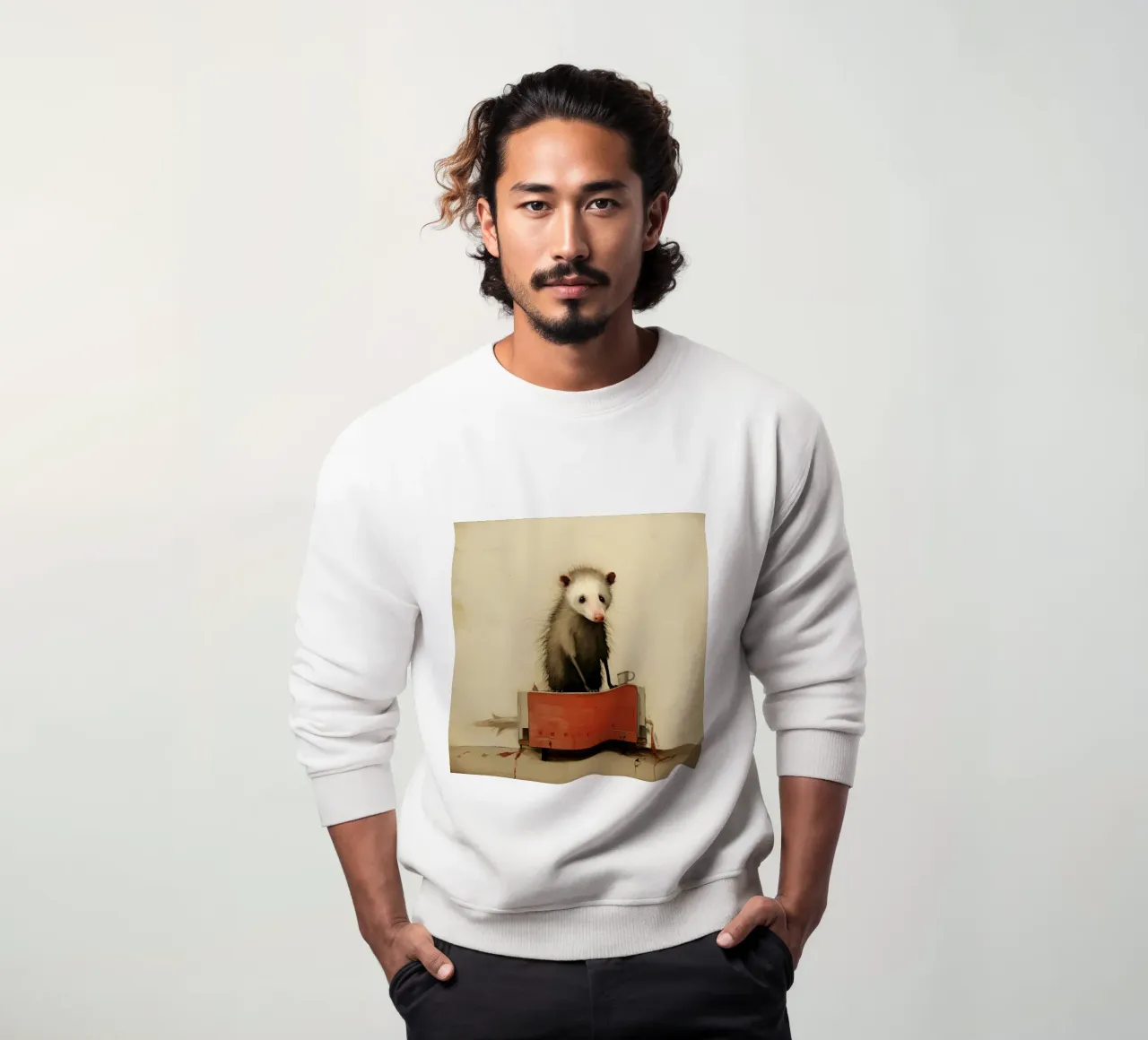 Minimal Opossum 3 sweatshirt by Minimal Animal Art