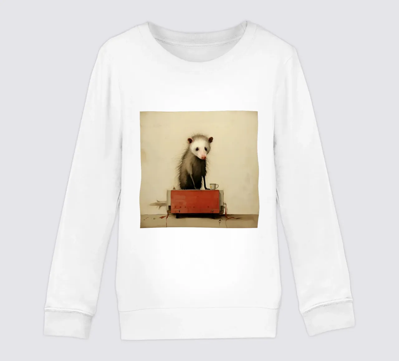 Opossum minimo 3 felpa bambino da Minimal Animal Art