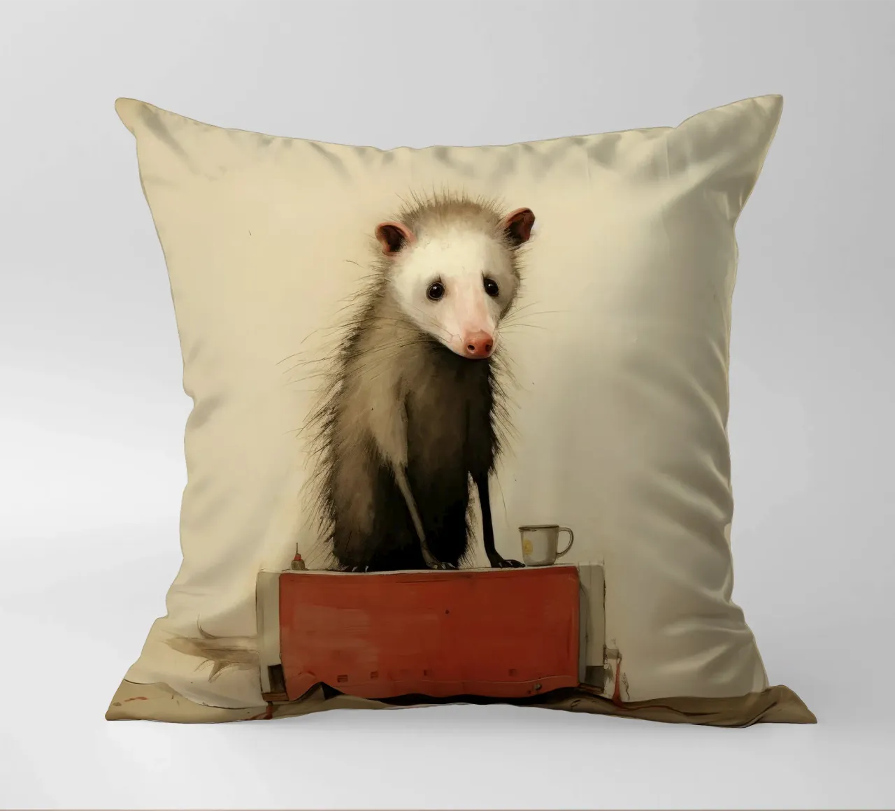 Opossum minimo 3 cuscino da Minimal Animal Art