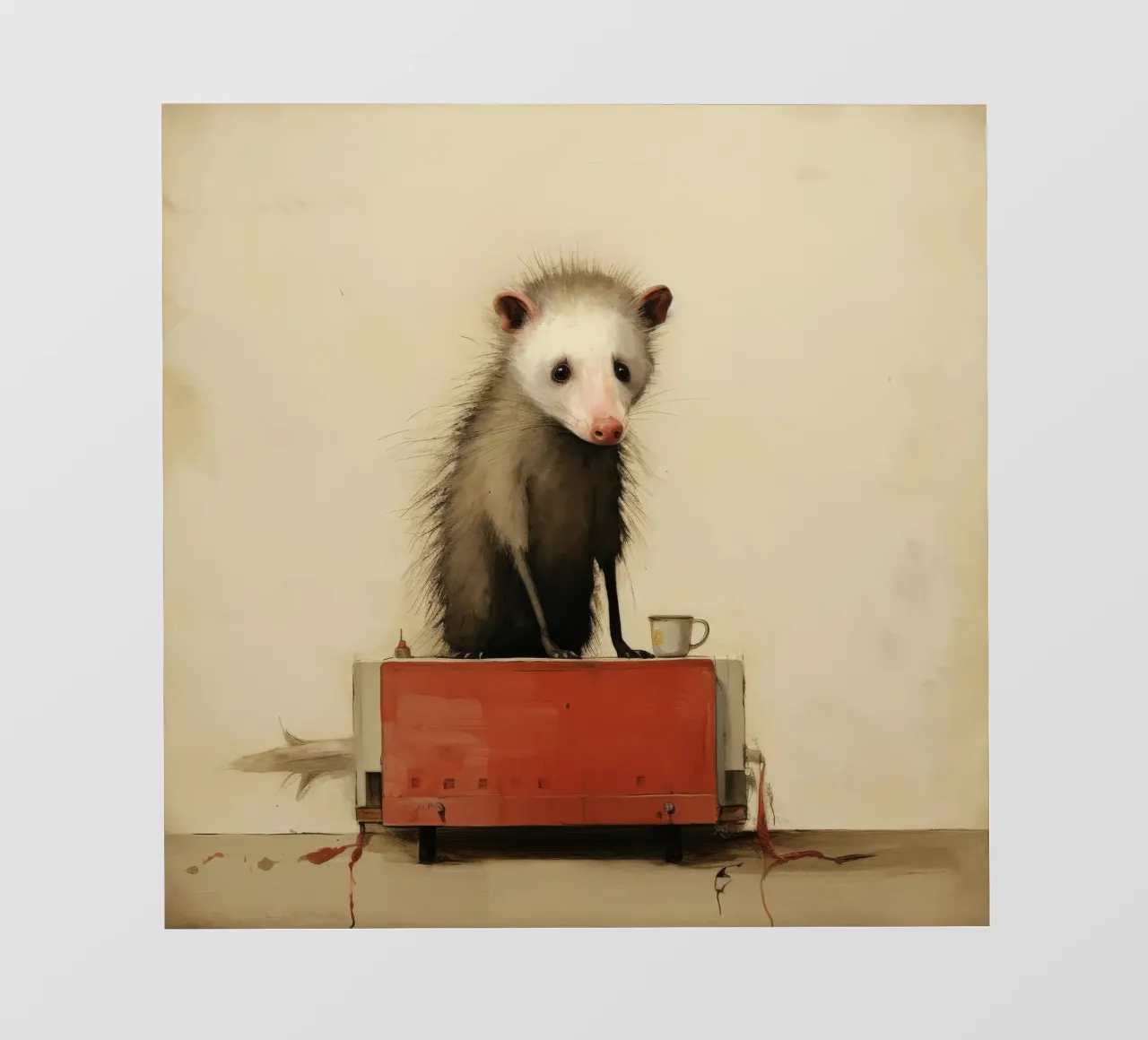 Opossum minimo 3 pellicola backlit da Minimal Animal Art