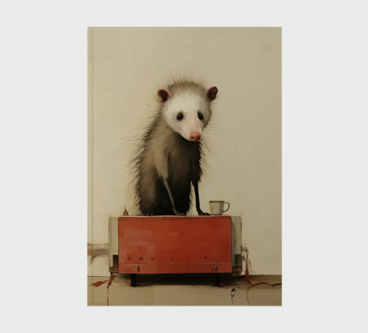 Minimal Opossum 3 notebook by Minimal Animal Art