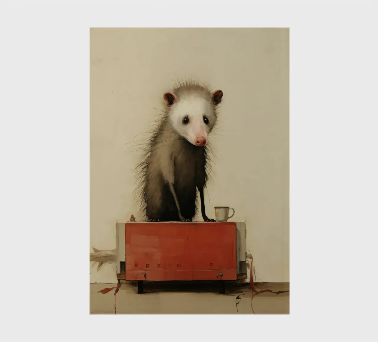 Minimal Opossum 3 notebook by Minimal Animal Art