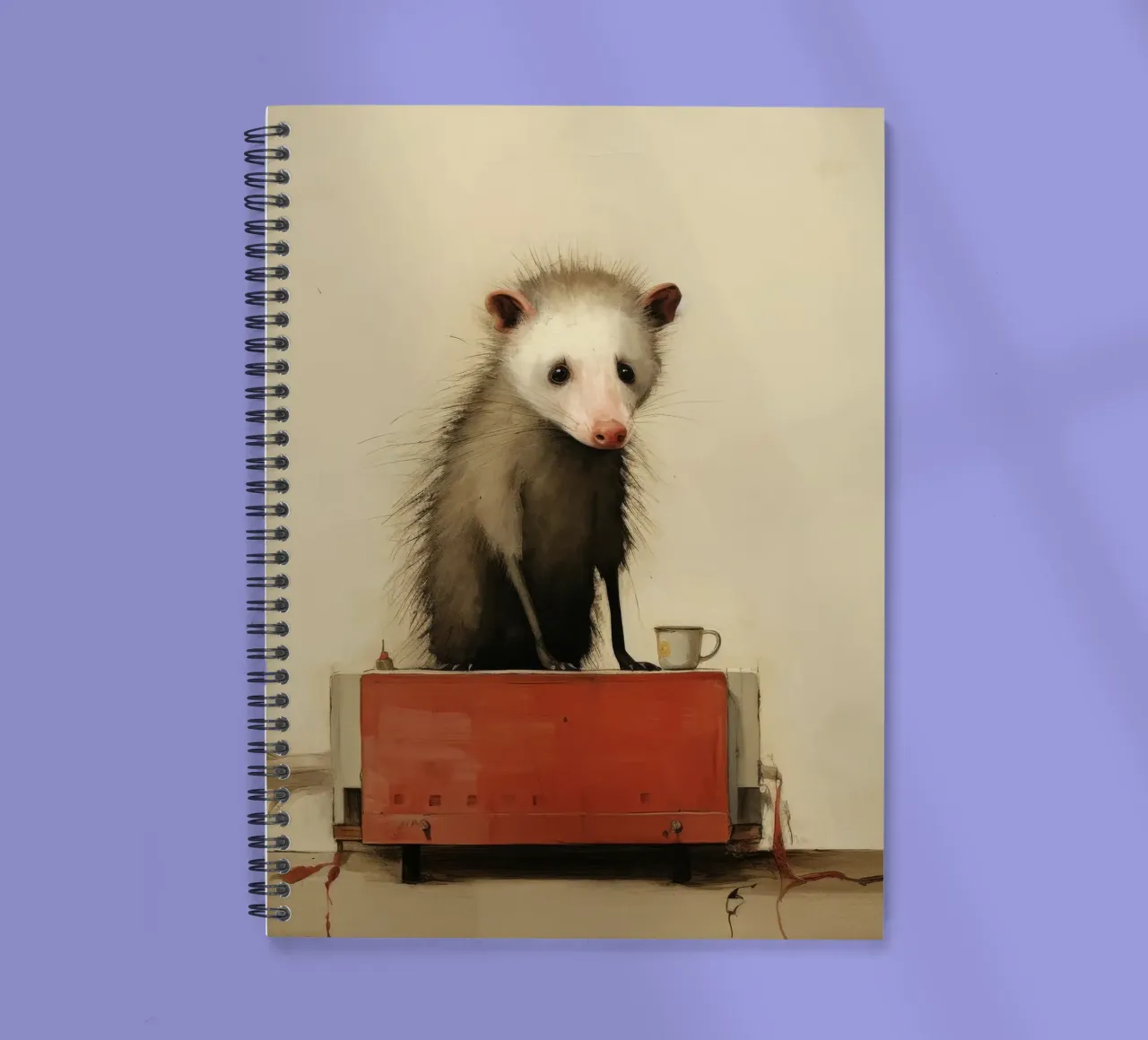 Minimal Opossum 3 spiral notebook by Minimal Animal Art