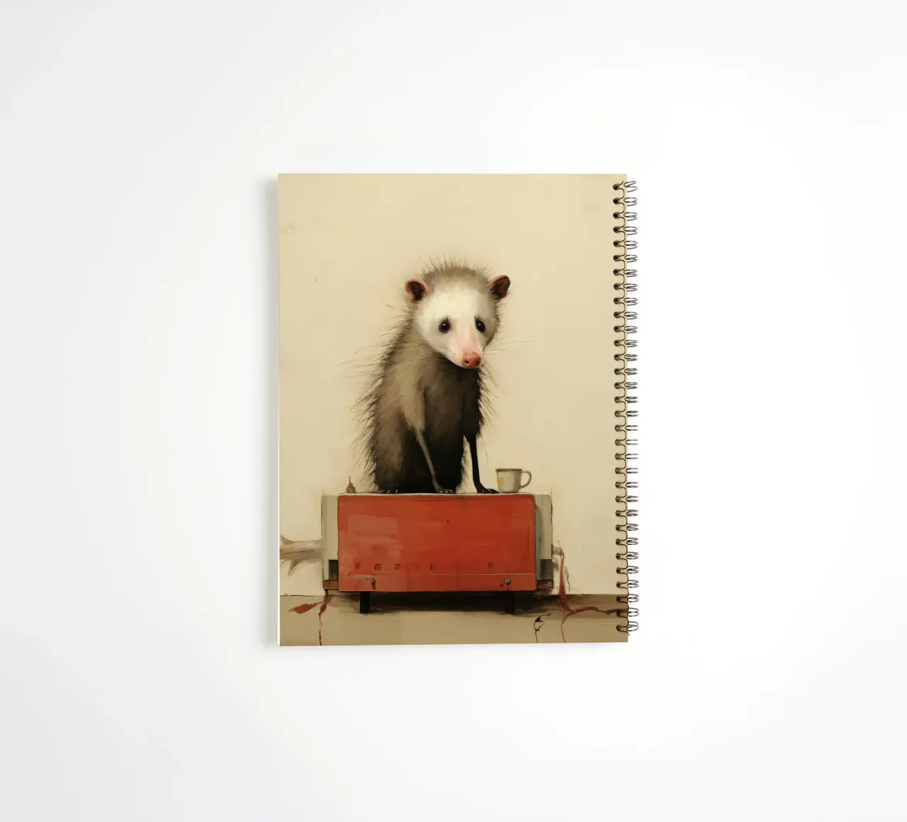 Minimal Opossum 3 spiral notebook by Minimal Animal Art