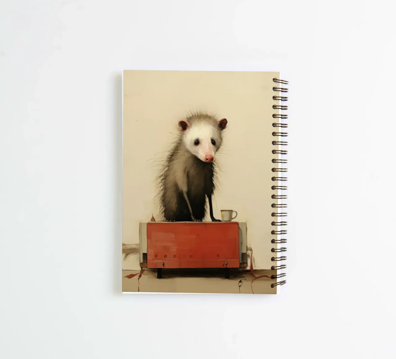 Minimal Opossum 3 spiral notebook by Minimal Animal Art