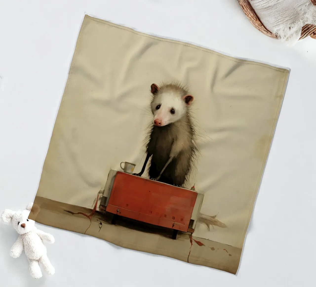 Opossum minimo 3 coperta in pile da Minimal Animal Art