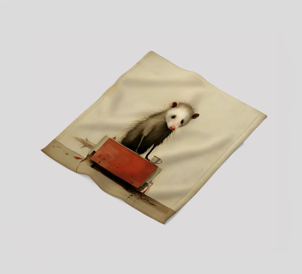 Opossum minimo 3 coperta in pile da Minimal Animal Art