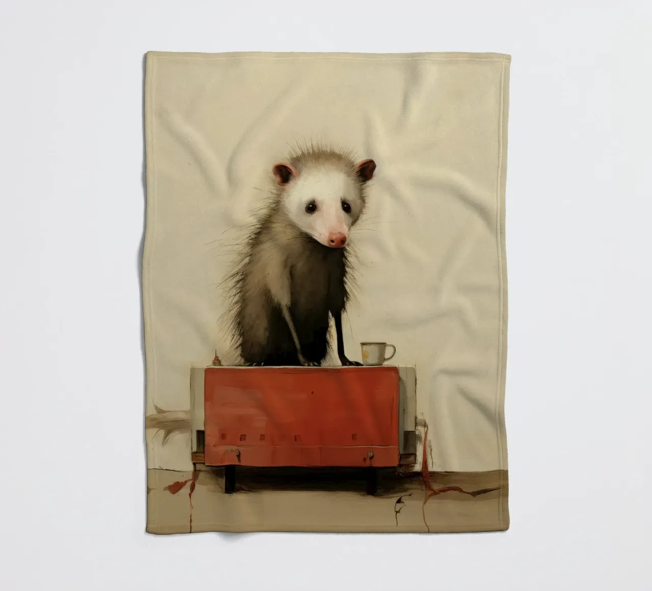 Opossum minimo 3 coperta in pile da Minimal Animal Art