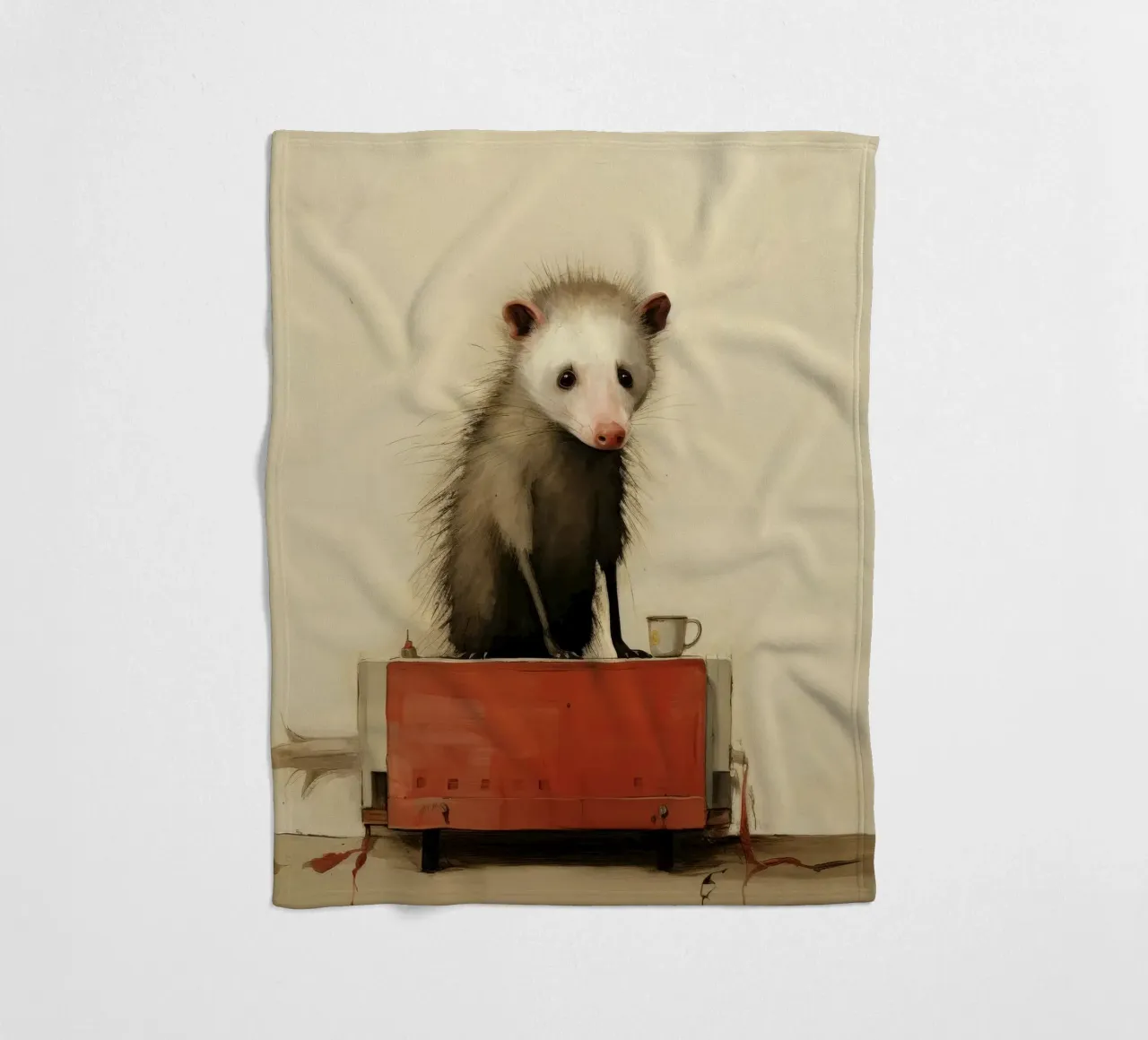 Opossum minimo 3 coperta in pile da Minimal Animal Art