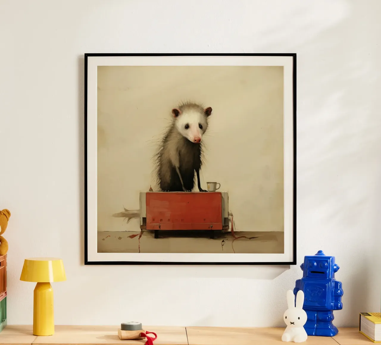 Opossum minimo 3 carta hahnemühle da Minimal Animal Art
