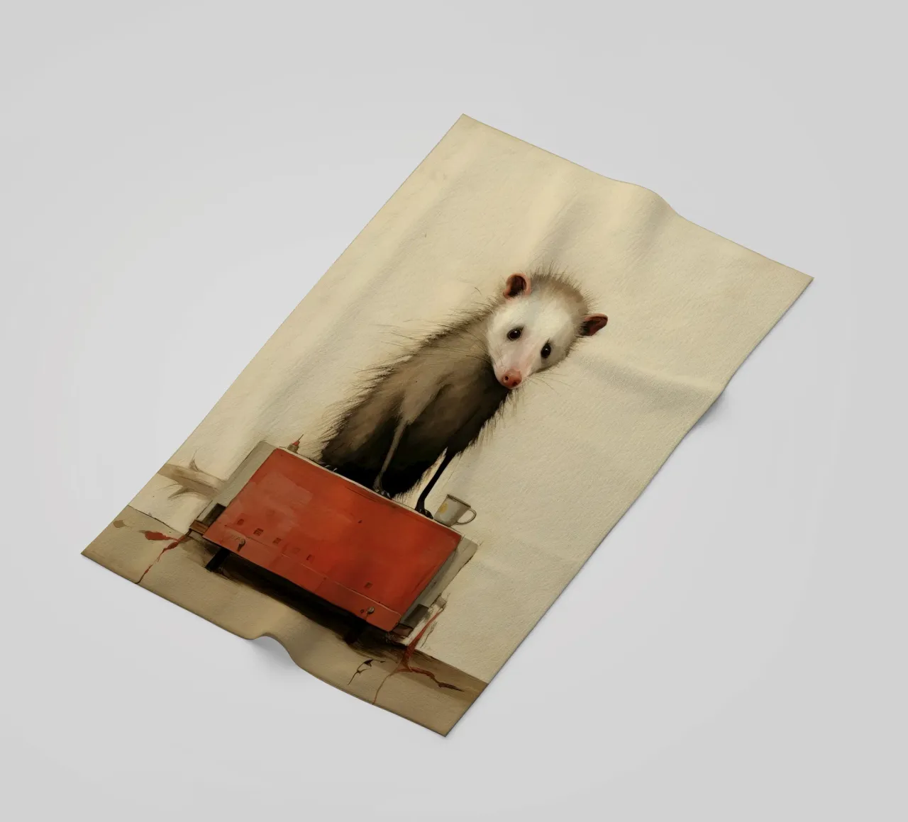 Opossum minimo 3 telo mare da Minimal Animal Art
