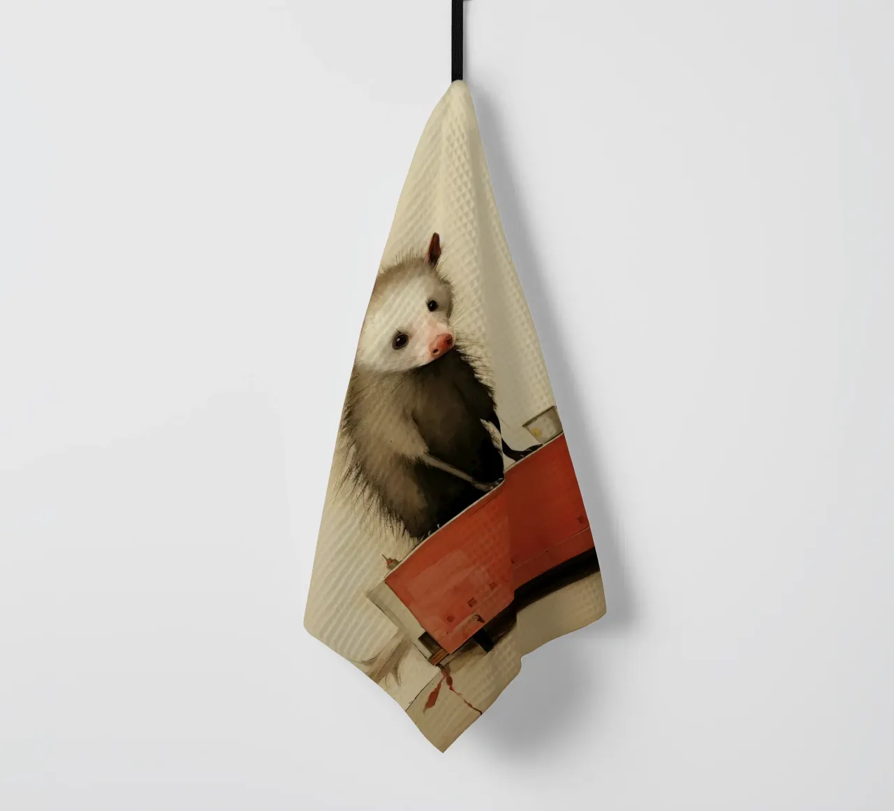 Opossum minimo 3 canovaccio da cucina da Minimal Animal Art