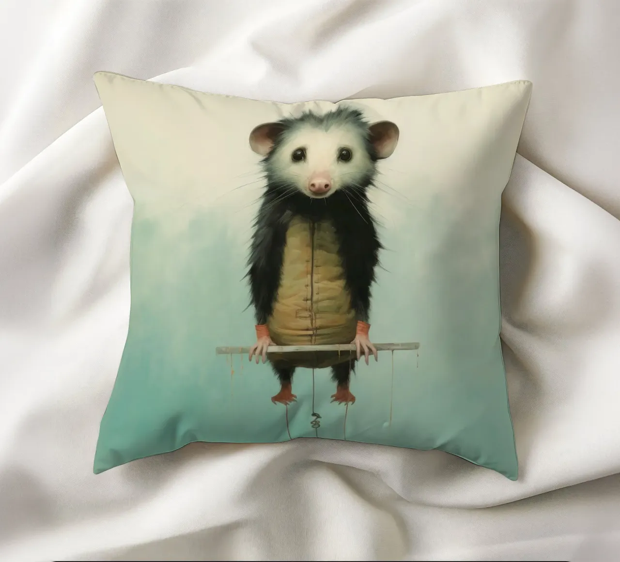 Opossum minimo 4 cuscino da Minimal Animal Art