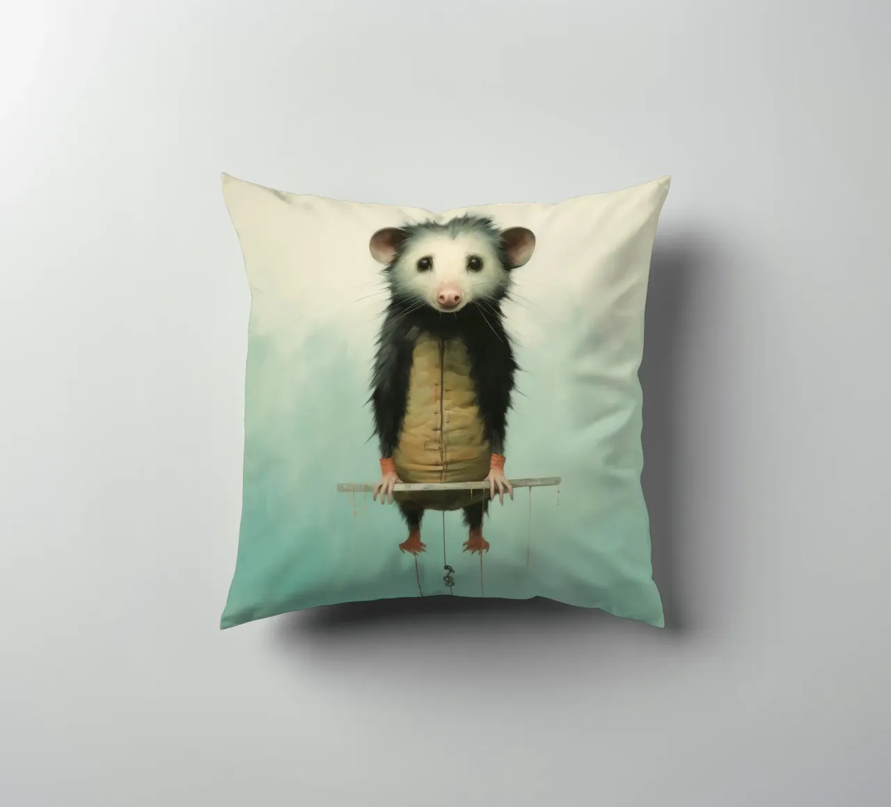 Opossum minimo 4 cuscino da Minimal Animal Art